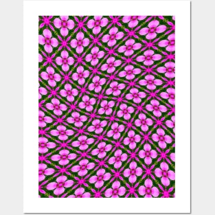 Bright Pink Flower Pattern Posters and Art